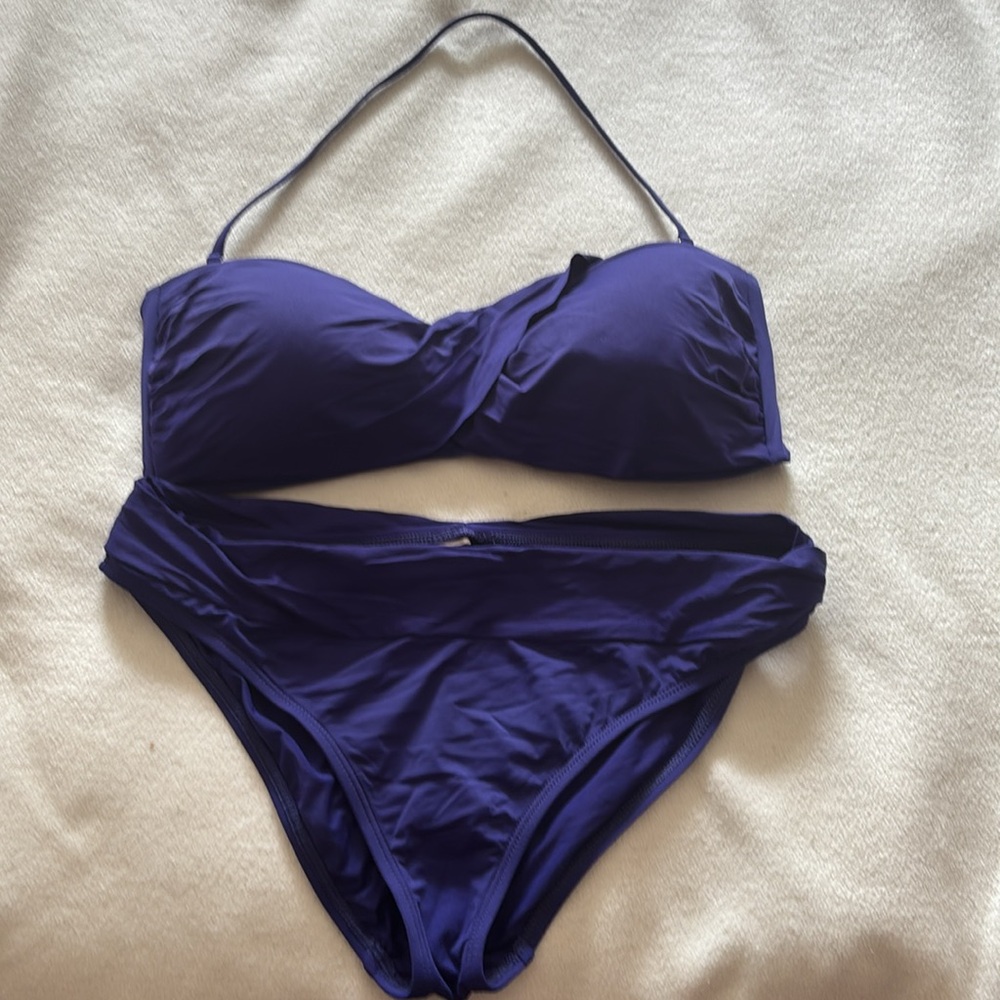 La Blanca Ruched Bandeau Halter Twist Bikini